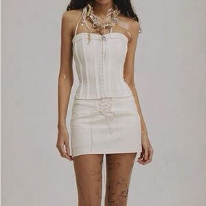 White Bandeau Strapless Corset Top